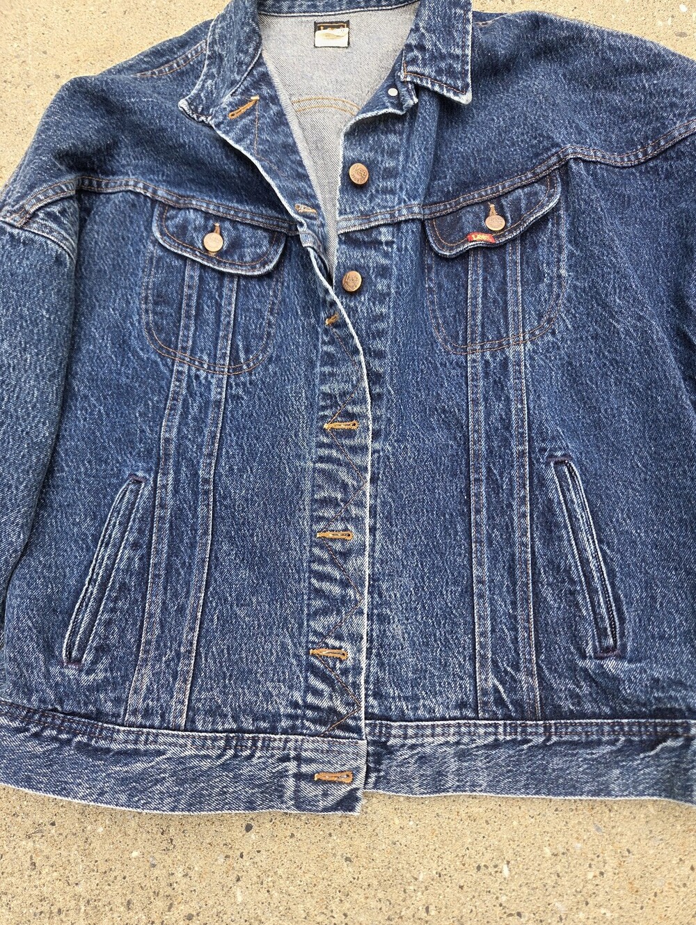 VINTAGE 80s LEE RIDERS ACID WASH DENIM TRUCKER JACKET — MADE IN USA
